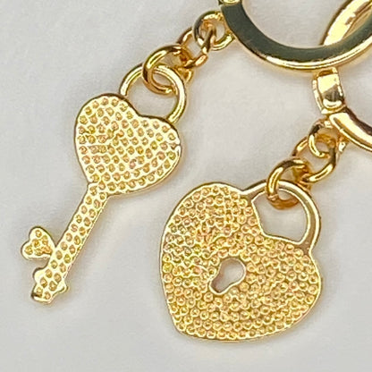 Enamel Heart & Key Hoop Earrings