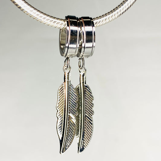 Feather Huggie Hoop Earrings