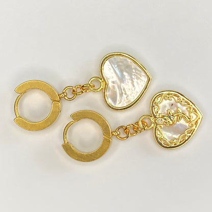 Mother of Pearl Heart Huggie Hoop Earrings
