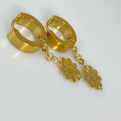 Enamel Flower Huggie Hoop Earrings