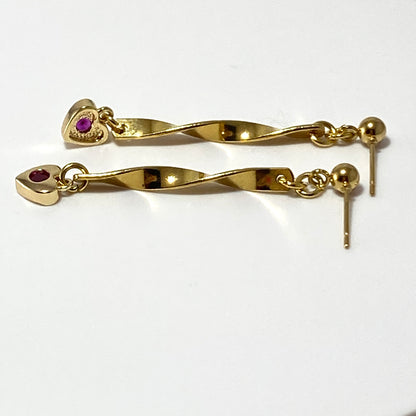 CZ Heart & Twisted Bars Stud Earrings
