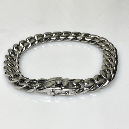 Bracelet à maillons cubains Miami de 10 mm de large en acier inoxydable 316L