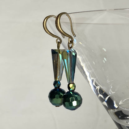 Boucles d'oreilles à crochet en laiton plaqué bronze avec perles tchèques polies au feu