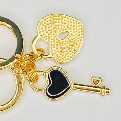 Enamel Heart & Key Hoop Earrings
