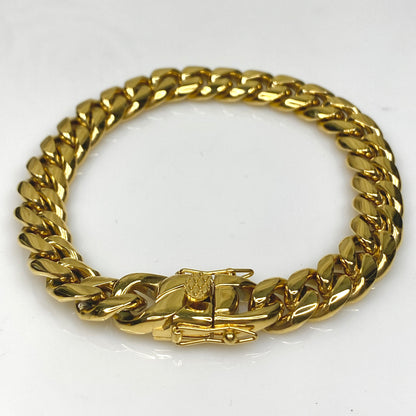 Bracelet à maillons cubains Miami de 10 mm de large en acier inoxydable 316L