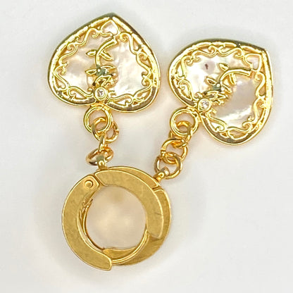 Mother of Pearl Heart Huggie Hoop Earrings