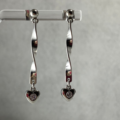 CZ Heart & Twisted Bars Stud Earrings