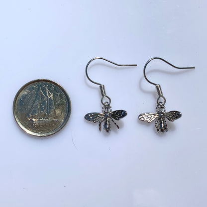 Boucles d'oreilles en acier inoxydable avec abeilles et pierres en zircone cubique