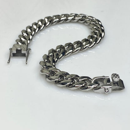 Bracelet à maillons cubains Miami de 10 mm de large en acier inoxydable 316L