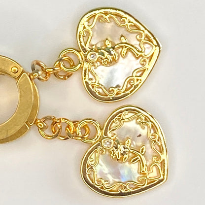 Mother of Pearl Heart Huggie Hoop Earrings