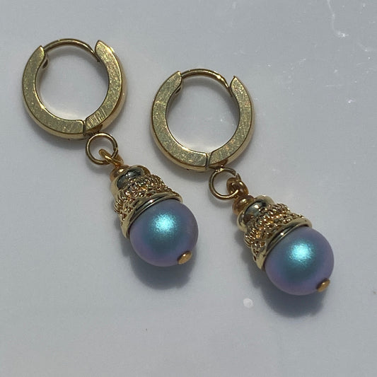 Pearl Huggie Hoop Earrings