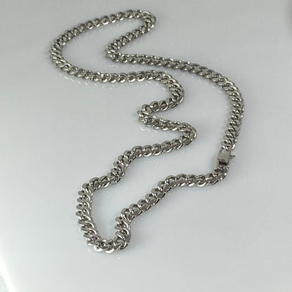 Collier à maillons en argent et acier inoxydable Miami Cuban