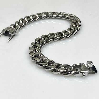 Bracelet à maillons cubains Miami de 10 mm de large en acier inoxydable 316L