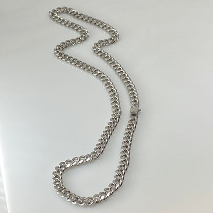 Collier à maillons en argent et acier inoxydable Miami Cuban