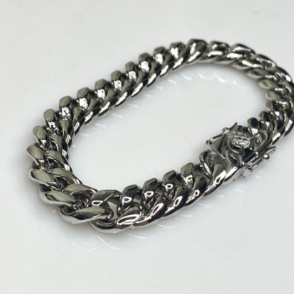 Bracelet à maillons cubains Miami de 10 mm de large en acier inoxydable 316L