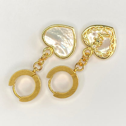 Mother of Pearl Heart Huggie Hoop Earrings