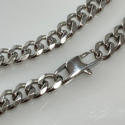 Collier à maillons en argent et acier inoxydable Miami Cuban