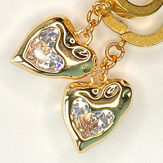 CZ Heart Huggie Hoop Earrings