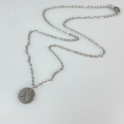 Collier chaîne en acier inoxydable avec initiales en argent ou en or 18 carats