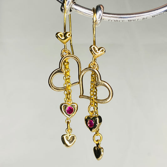 CZ Heart Hook Earrings