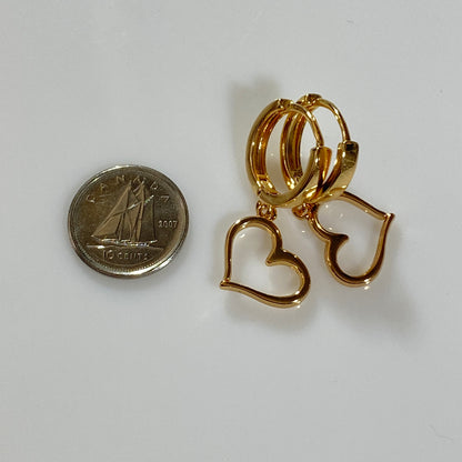 Hollow Hearts & Birthstone Huggie Hoop Earrings