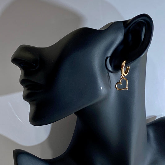 Hollow Hearts & Birthstone Huggie Hoop Earrings