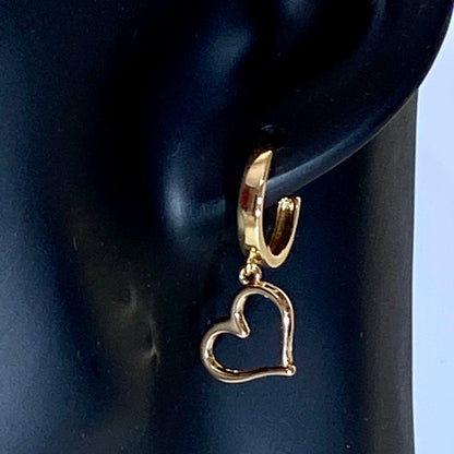 Hollow Hearts & Birthstone Huggie Hoop Earrings