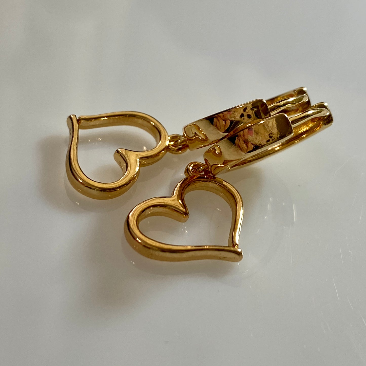 Hollow Hearts & Birthstone Huggie Hoop Earrings