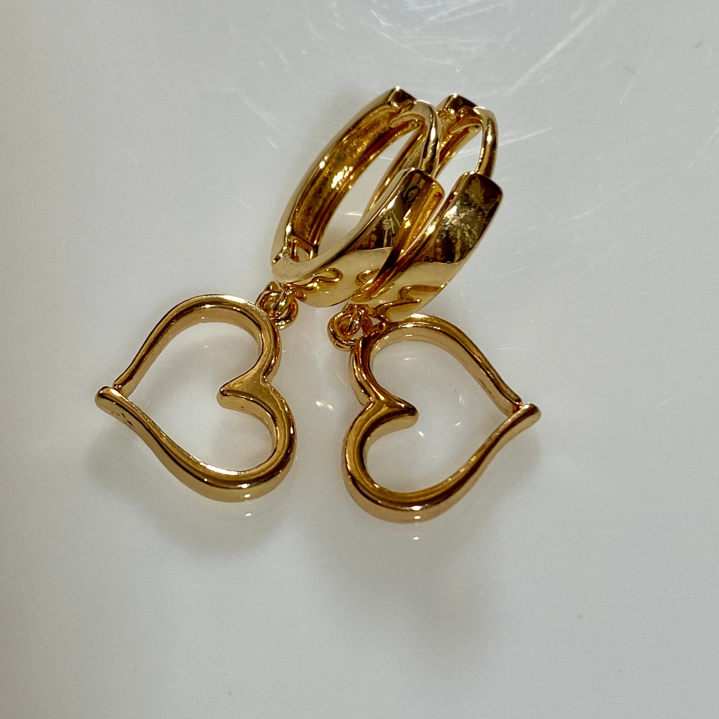 Hollow Hearts & Birthstone Huggie Hoop Earrings