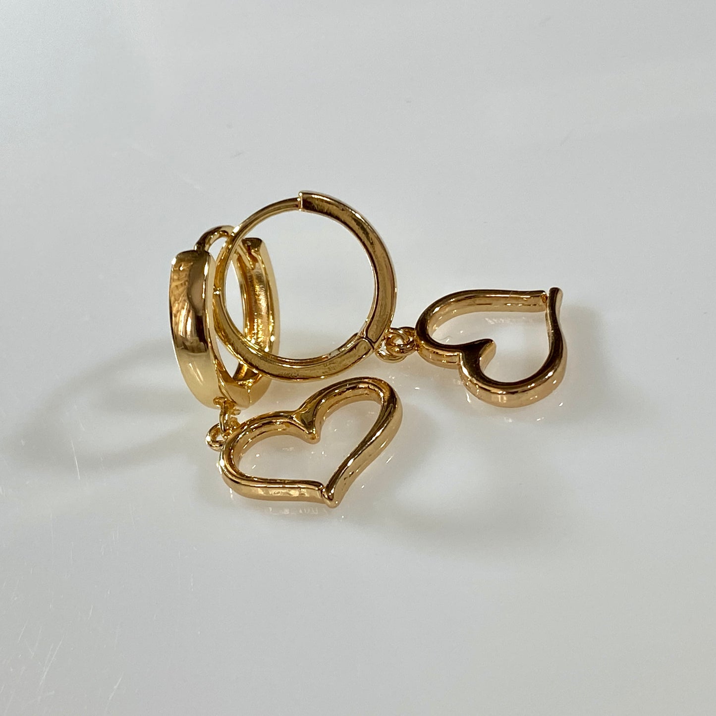 Hollow Hearts & Birthstone Huggie Hoop Earrings
