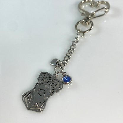 Boxer Dog Head & Birthstone Keychain