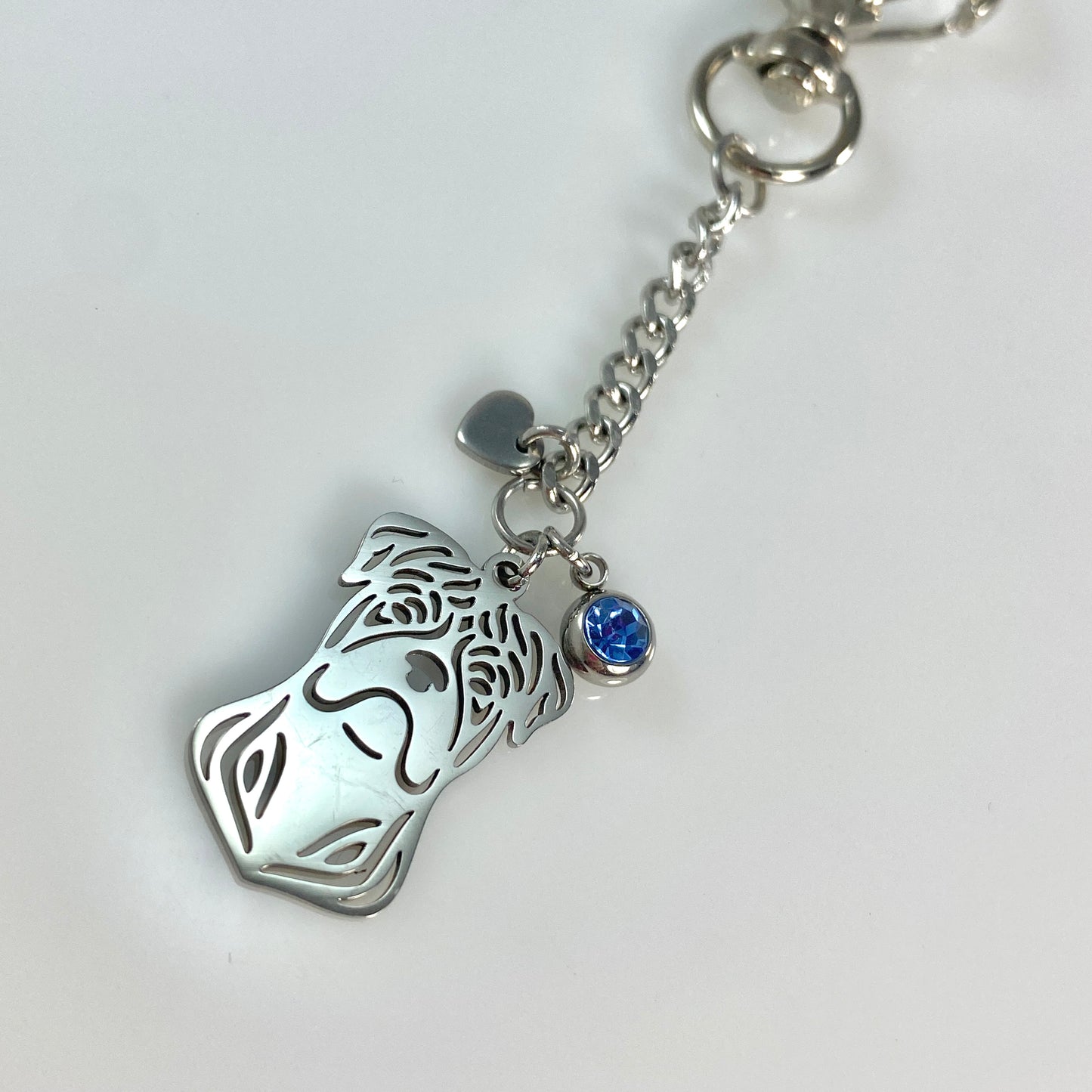 Boxer Dog Head & Birthstone Keychain