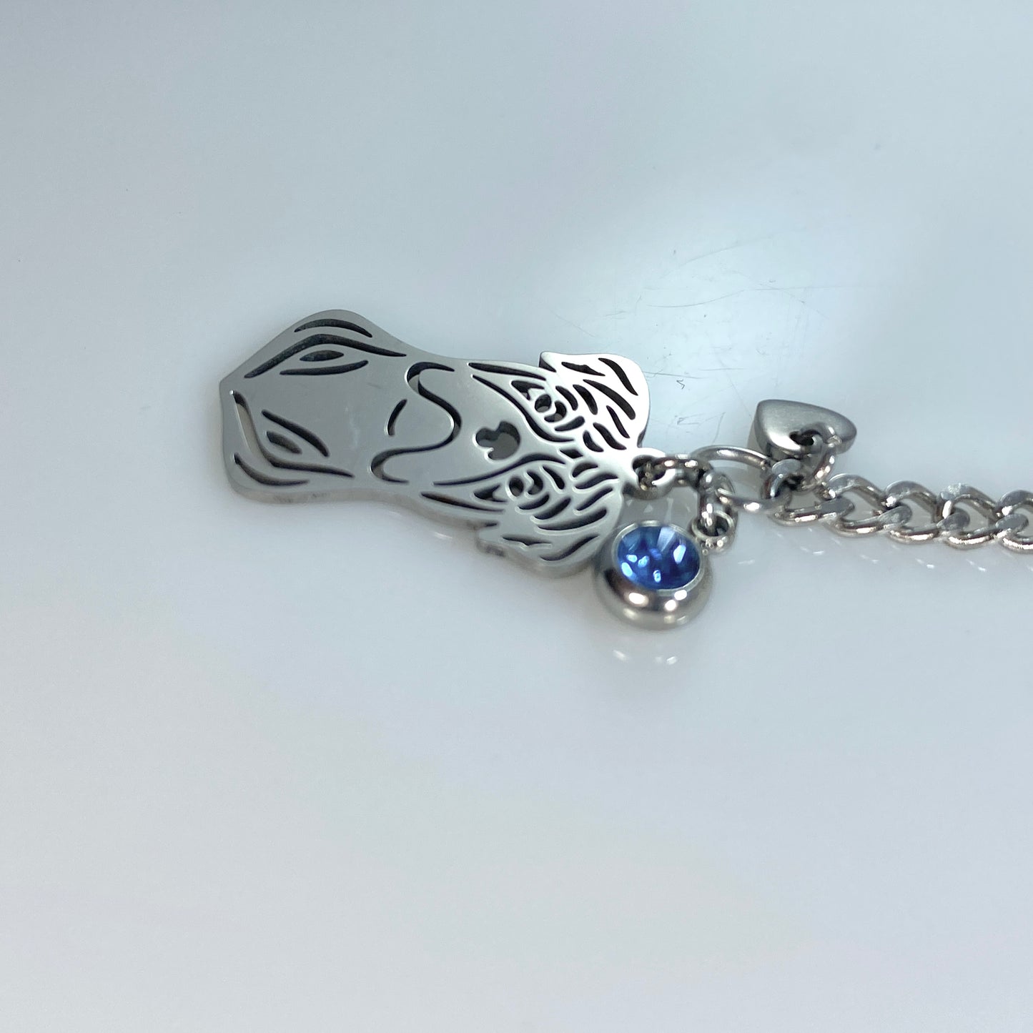 Boxer Dog Head & Birthstone Keychain