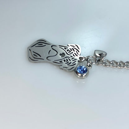 Boxer Dog Head & Birthstone Keychain