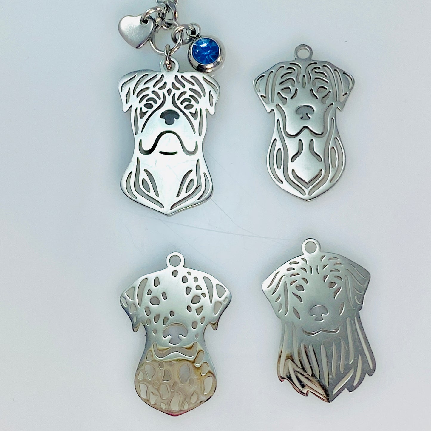 Boxer Dog Head & Birthstone Keychain