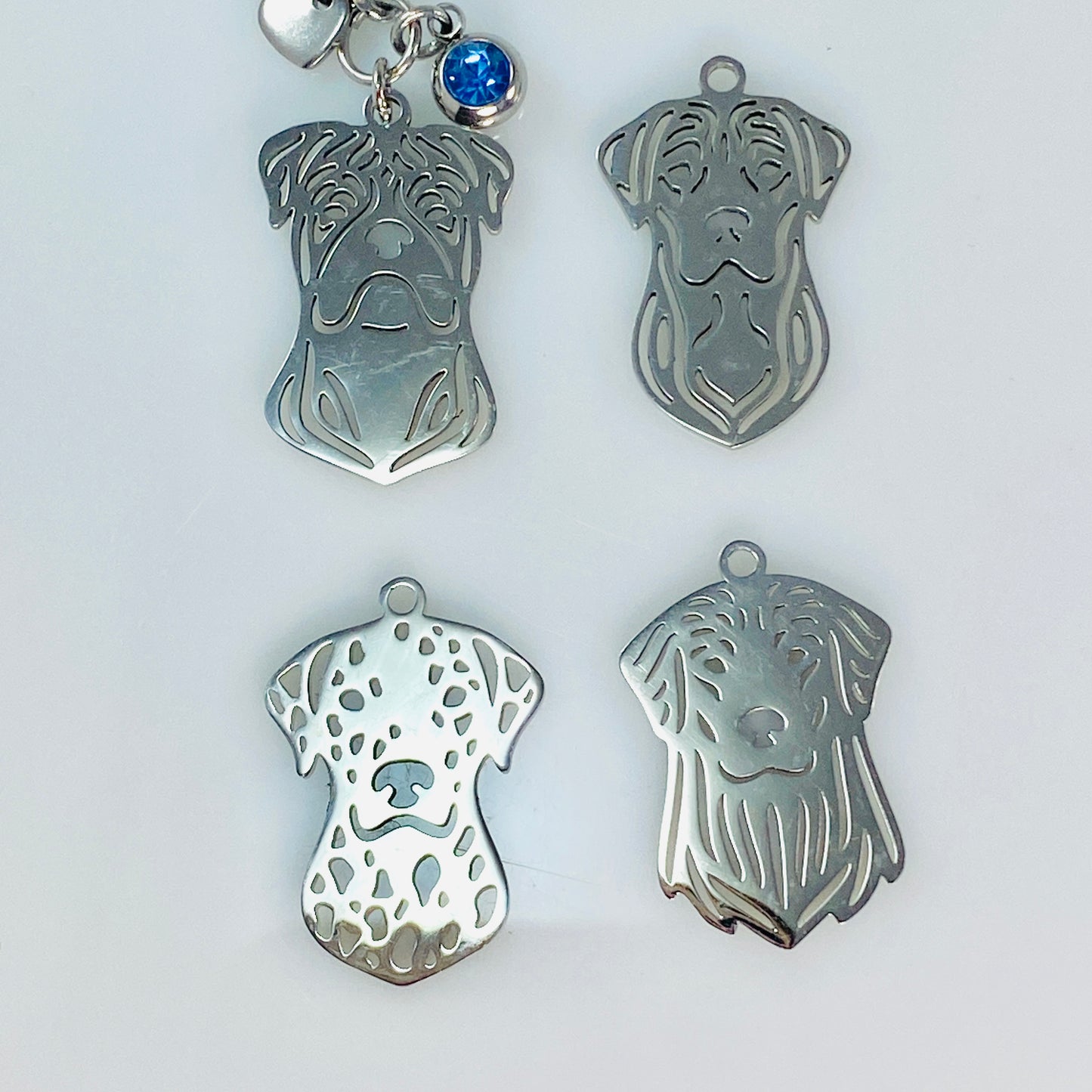 Dalmatian Dog Head & Birthstone Keychain