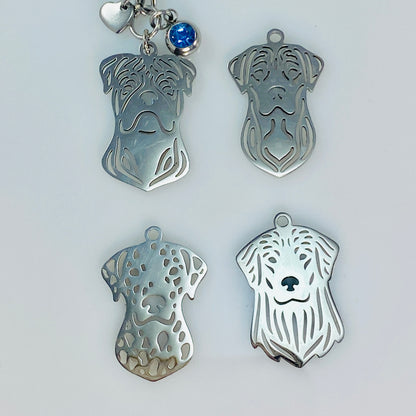 Golden Retriever Dog Head & Birthstone Keychain