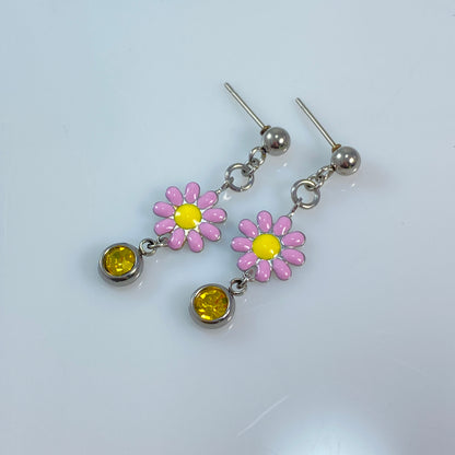 Enamel Flower Stud Earrings