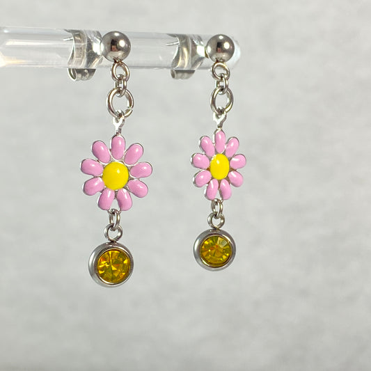 Enamel Flower Stud Earrings