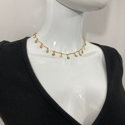 Enamel Flower Necklace