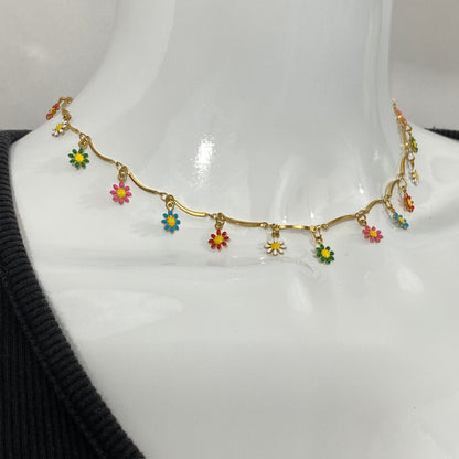 Enamel Flower Necklace