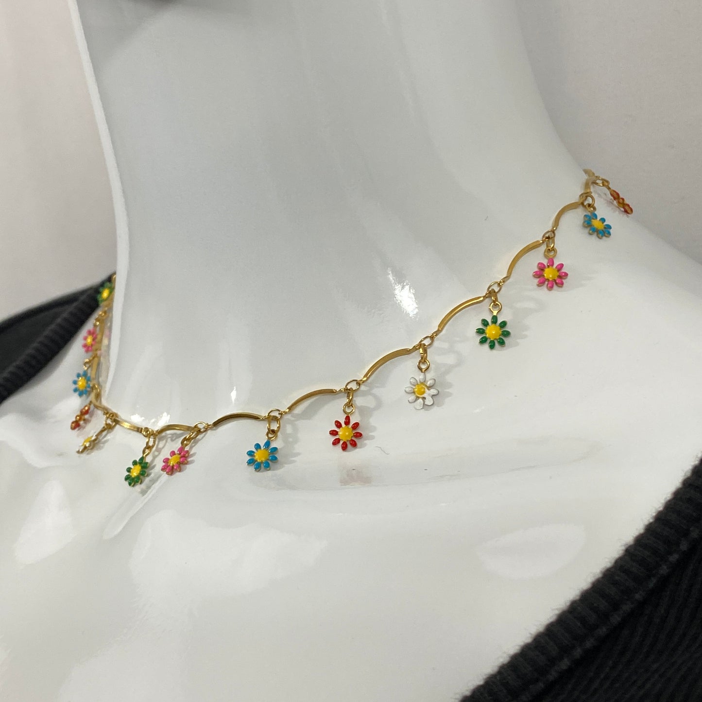 Enamel Flower Necklace