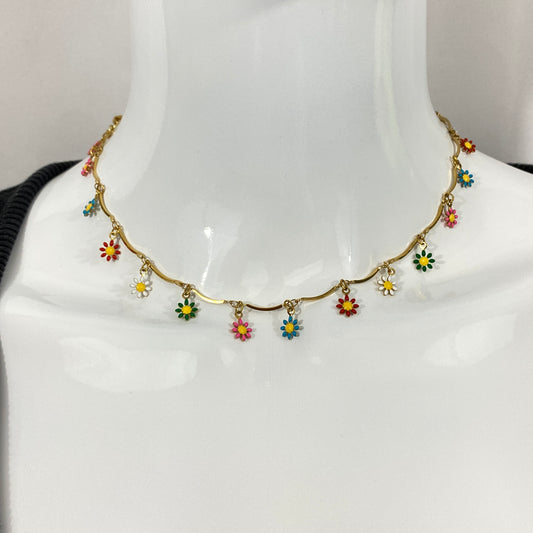 Enamel Flower Necklace