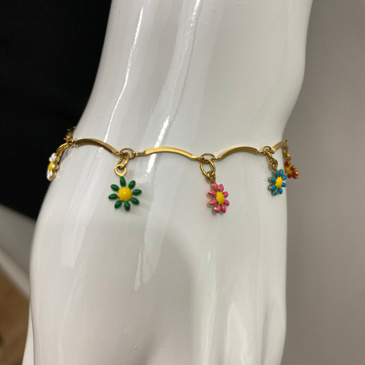 Enamel Flower Chain Bracelet