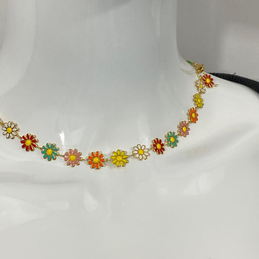 Enamel Flower Necklace