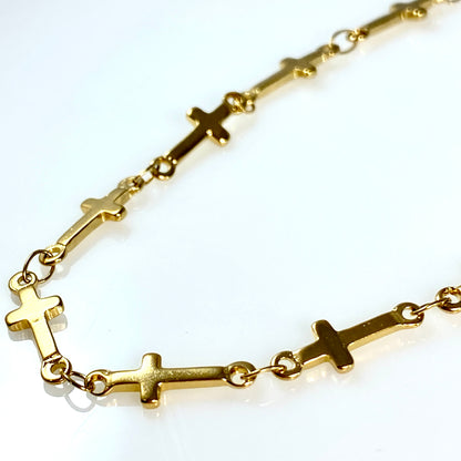 Gold or Silver Cross Chain Necklace