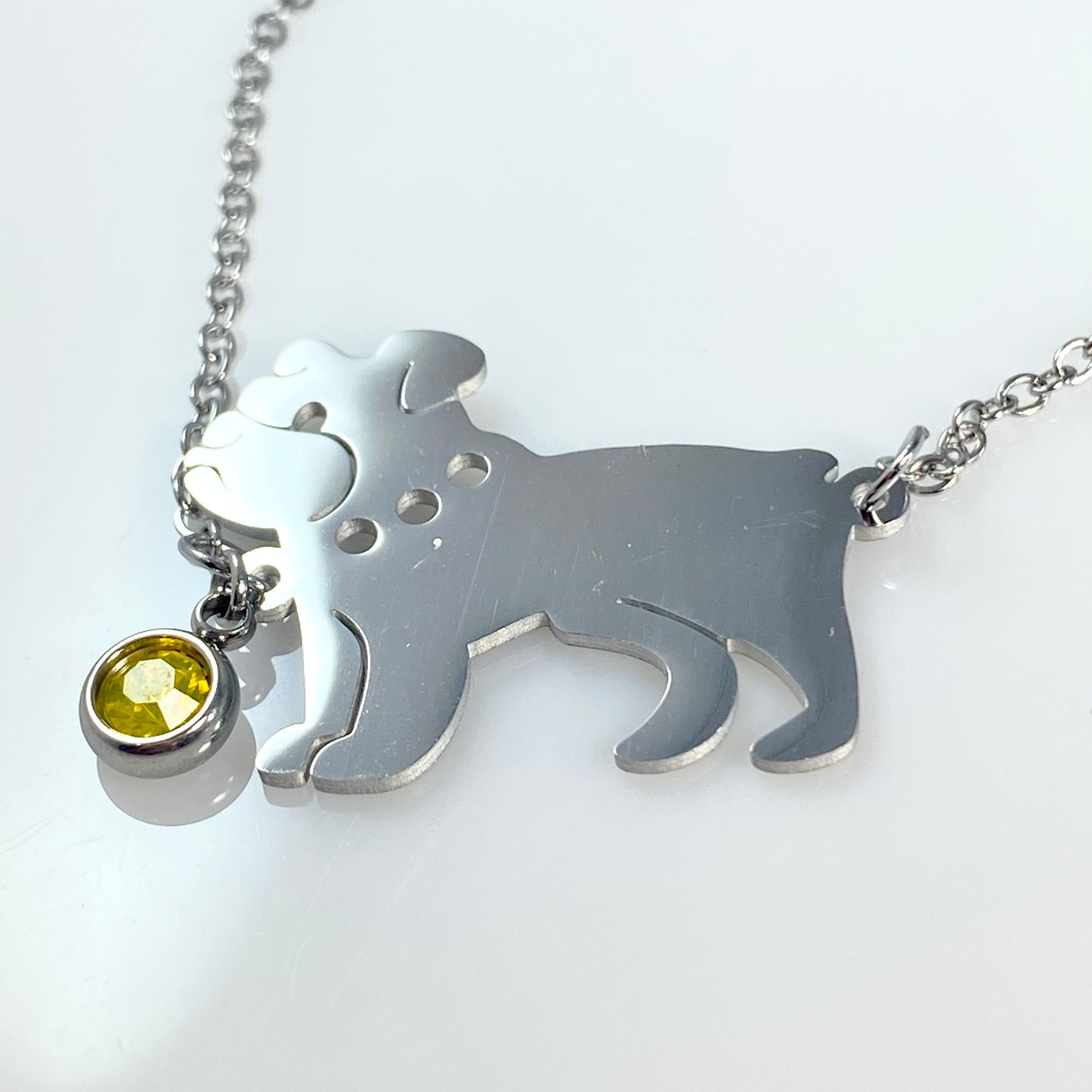 French Bulldog & Birthstone Cable Chain Bracelet