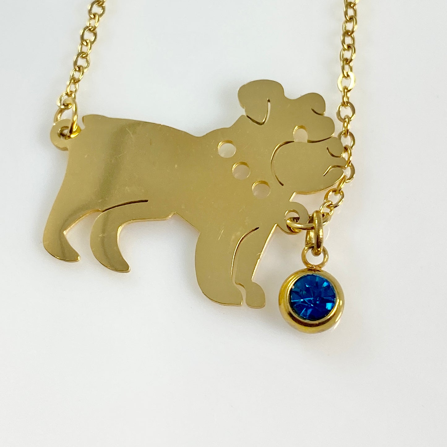 French Bulldog & Birthstone Cable Chain Bracelet