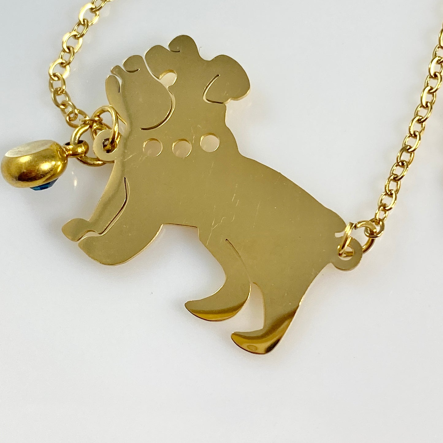 French Bulldog & Birthstone Cable Chain Bracelet