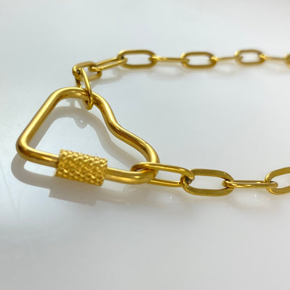 Heart Carabiner on Paperclip Chain Necklace